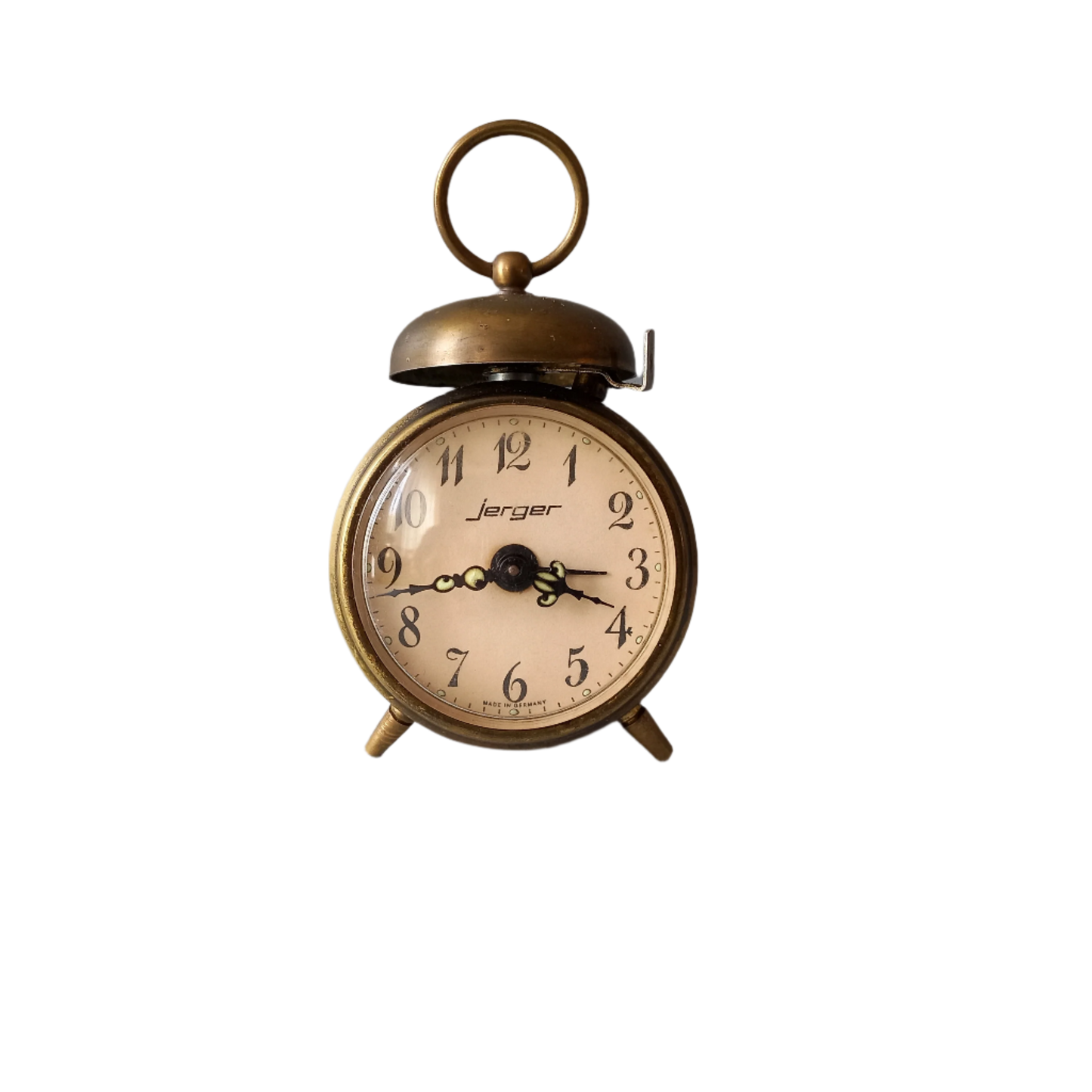 Réveil vintage de Jerger d'Allemagne, horloge mécanique miniature