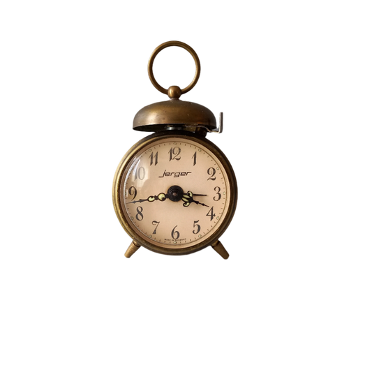 Réveil vintage de Jerger d'Allemagne, horloge mécanique miniature