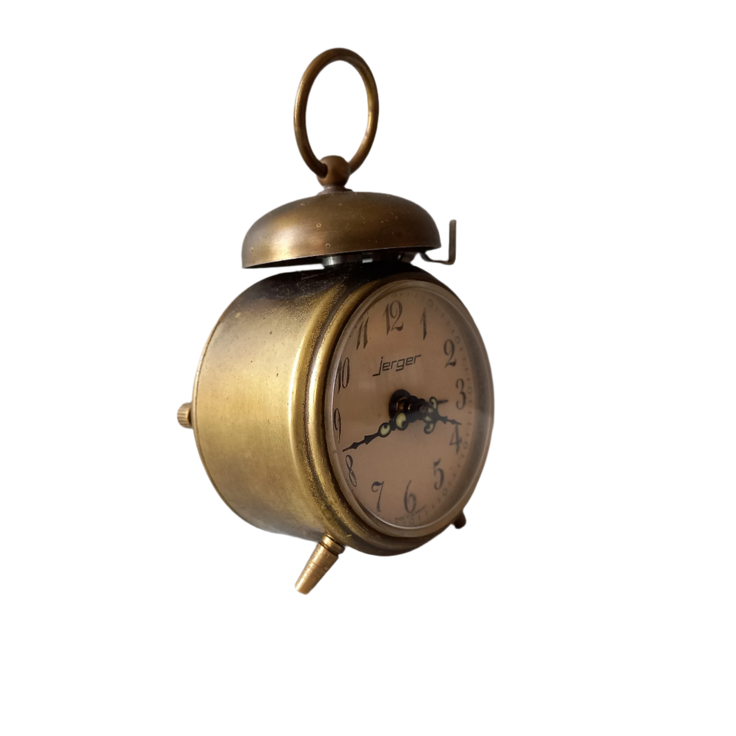 Réveil vintage de Jerger d'Allemagne, horloge mécanique miniature