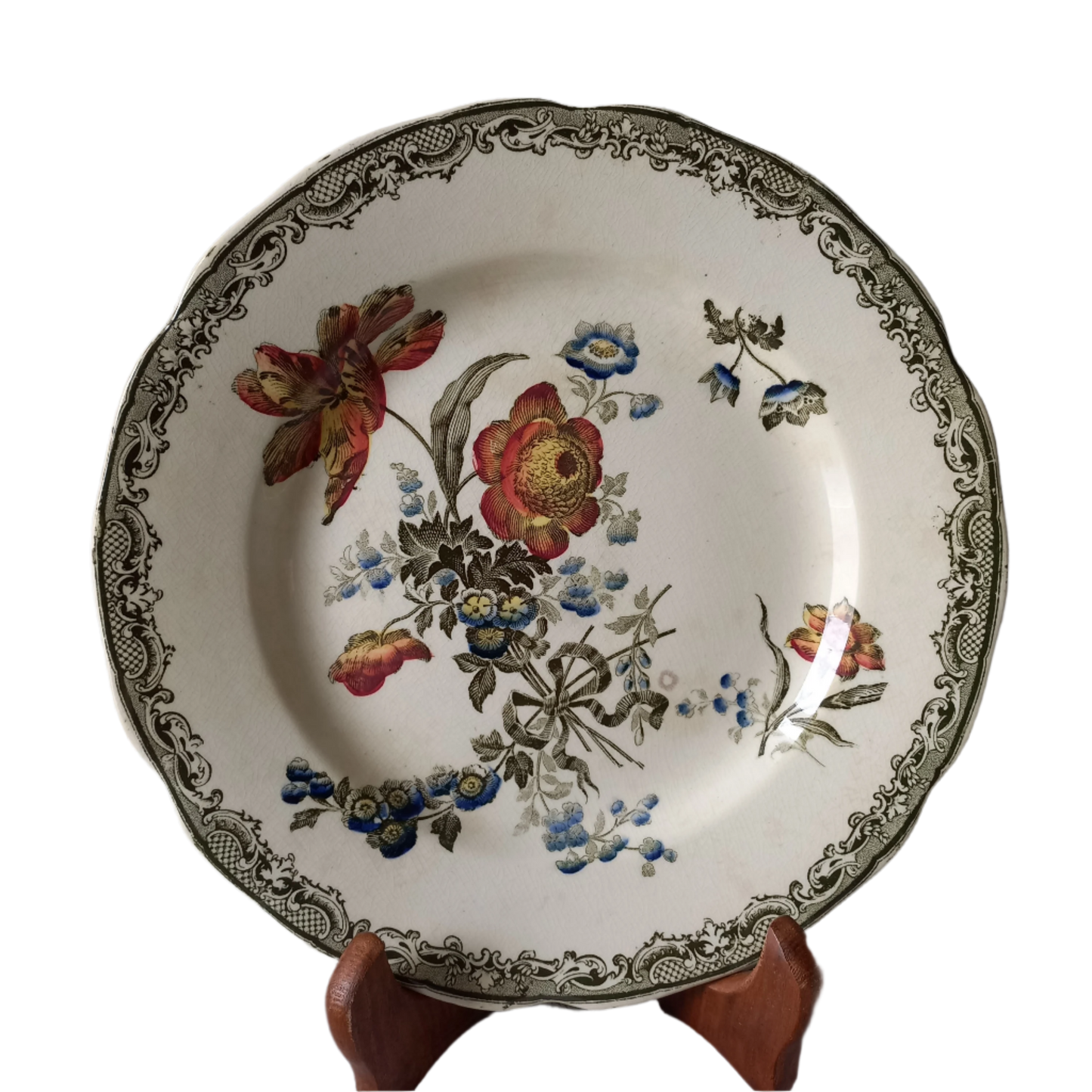 Assiette ancienne en pierre de fer de Sarreguemines en France, assiette décorative française