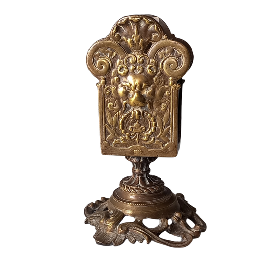 Support de boîte d'allumettes antique en laiton, décor de bureau en bronze