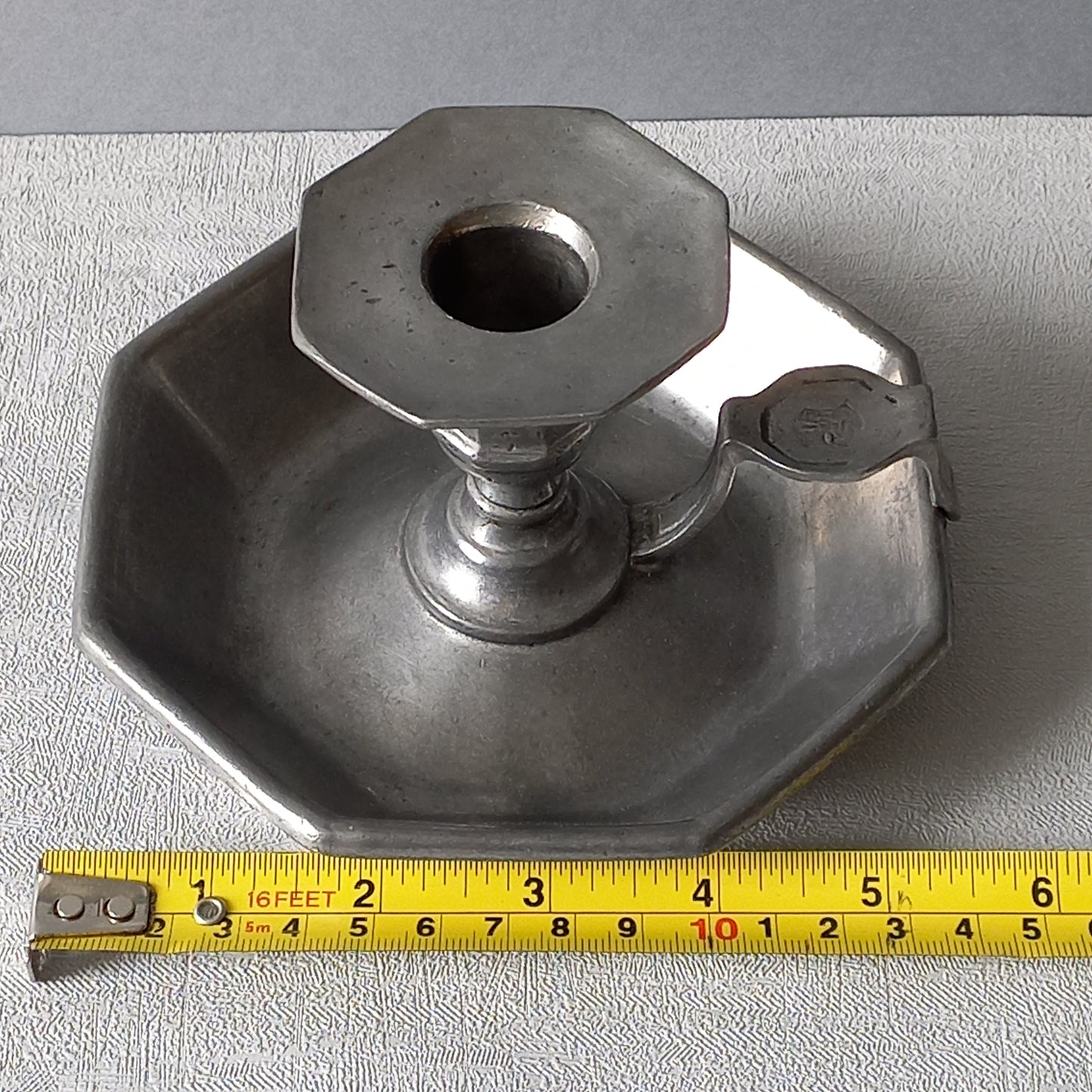 Bougeoir vintage en étain français, bâton de chambre de style art déco