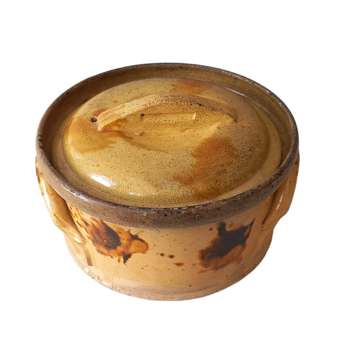 Cocotte ancienne de France, terrine en grès ocre