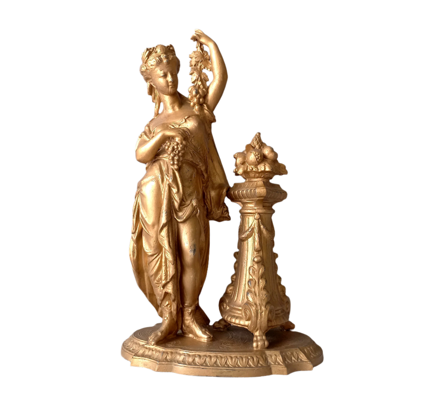 Figurine féminine antique française en métal de style néoclassique