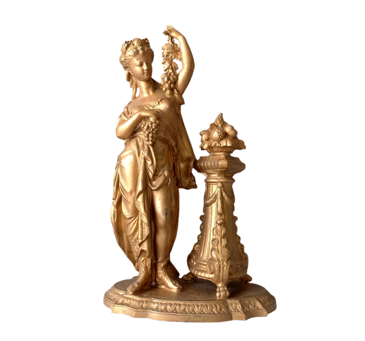 Figurine féminine antique française en métal de style néoclassique