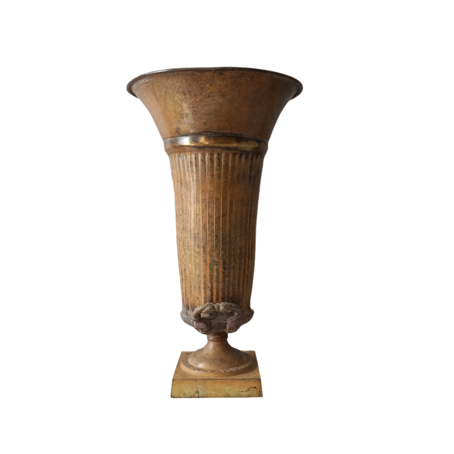 GRAND vase urne en métal art nouveau antique français, porte-parapluie décoratif