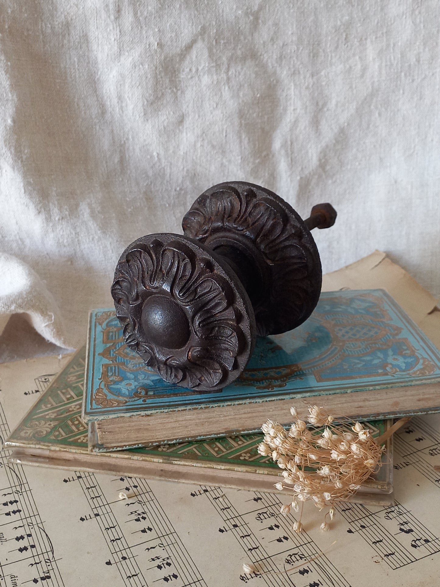 French antique decorative cast iron door pull