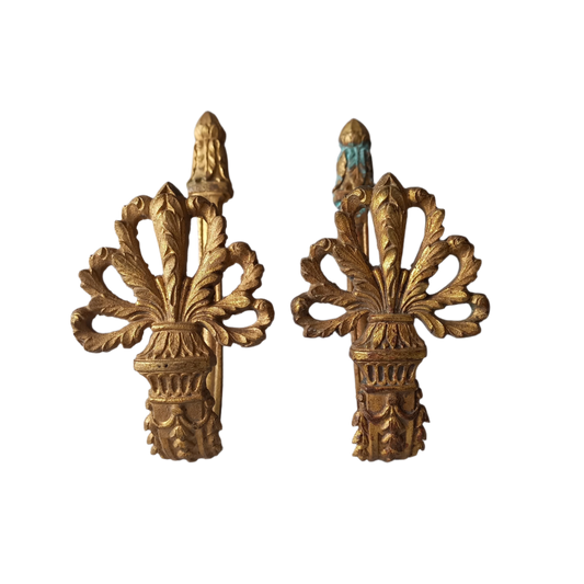 Embrasses ou embrasses de rideaux décoratives anciennes françaises en laiton, bronze