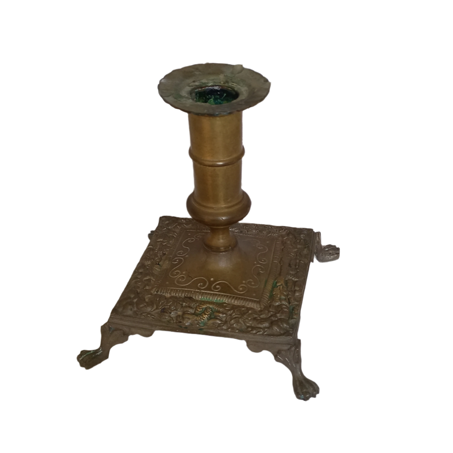 Petit bougeoir décoratif ancien avec quatre petits pieds