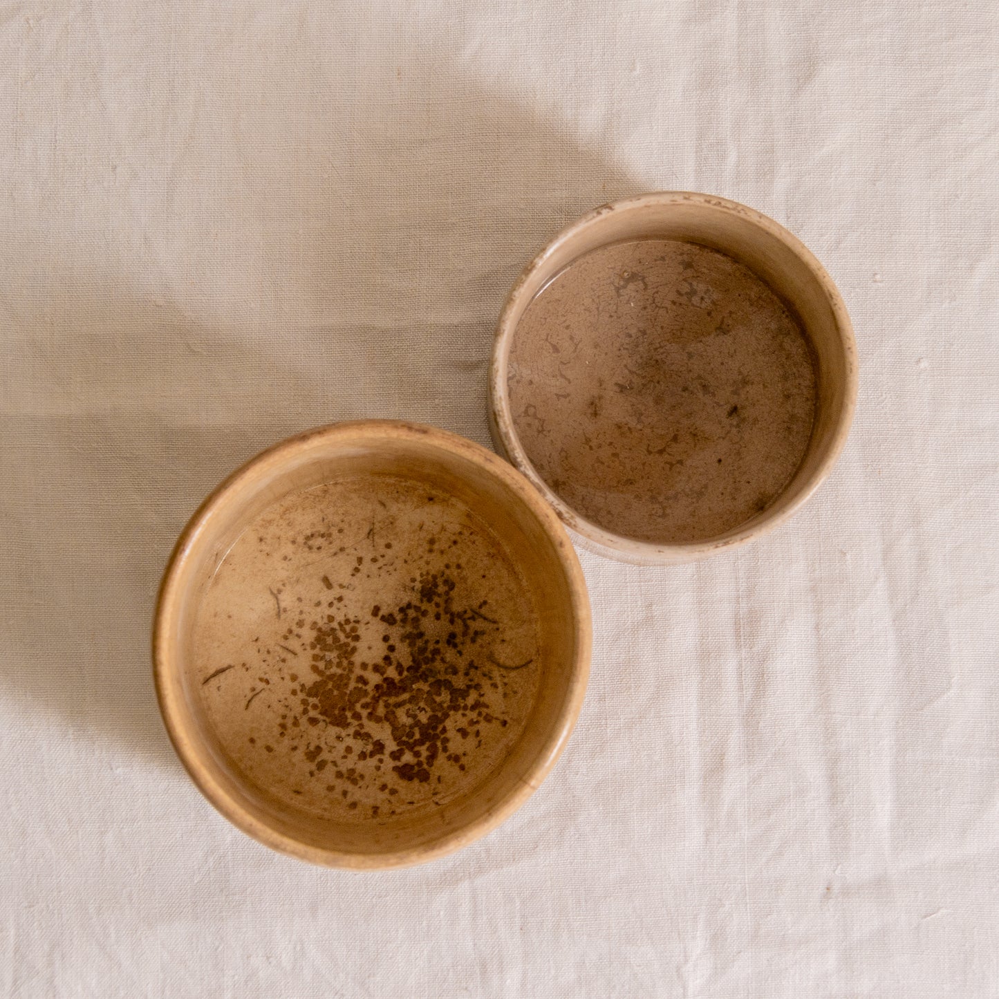 Pair of French Antique Ironstone Jam Pots Or Crock Pots