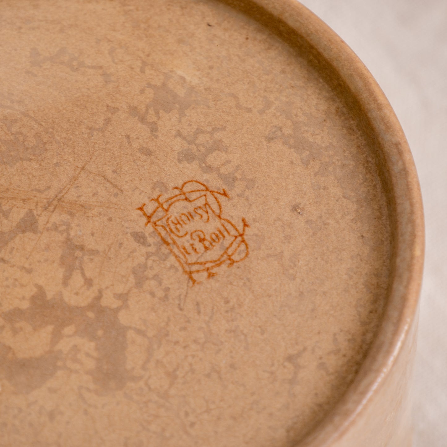 A pair of French antique tea-stained white to creamy brown ironstone crock pots or preserve pots.
In the past these small pots were quintessential pieces in French kitchens for storing jam, etc, and these days are still just as useful for items such as utensils.
Smaller pot was manufactured by Choisy le Roi, circa. late 1800s. The larger pot has no maker's mark - circa. late 1800s/early 1900s.