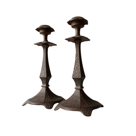 Bougeoirs anciens en métal, bougeoirs anciens décoratifs