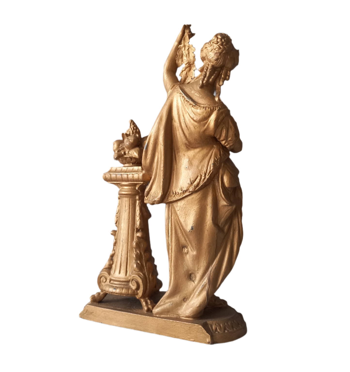 Figurine féminine antique française en métal de style néoclassique