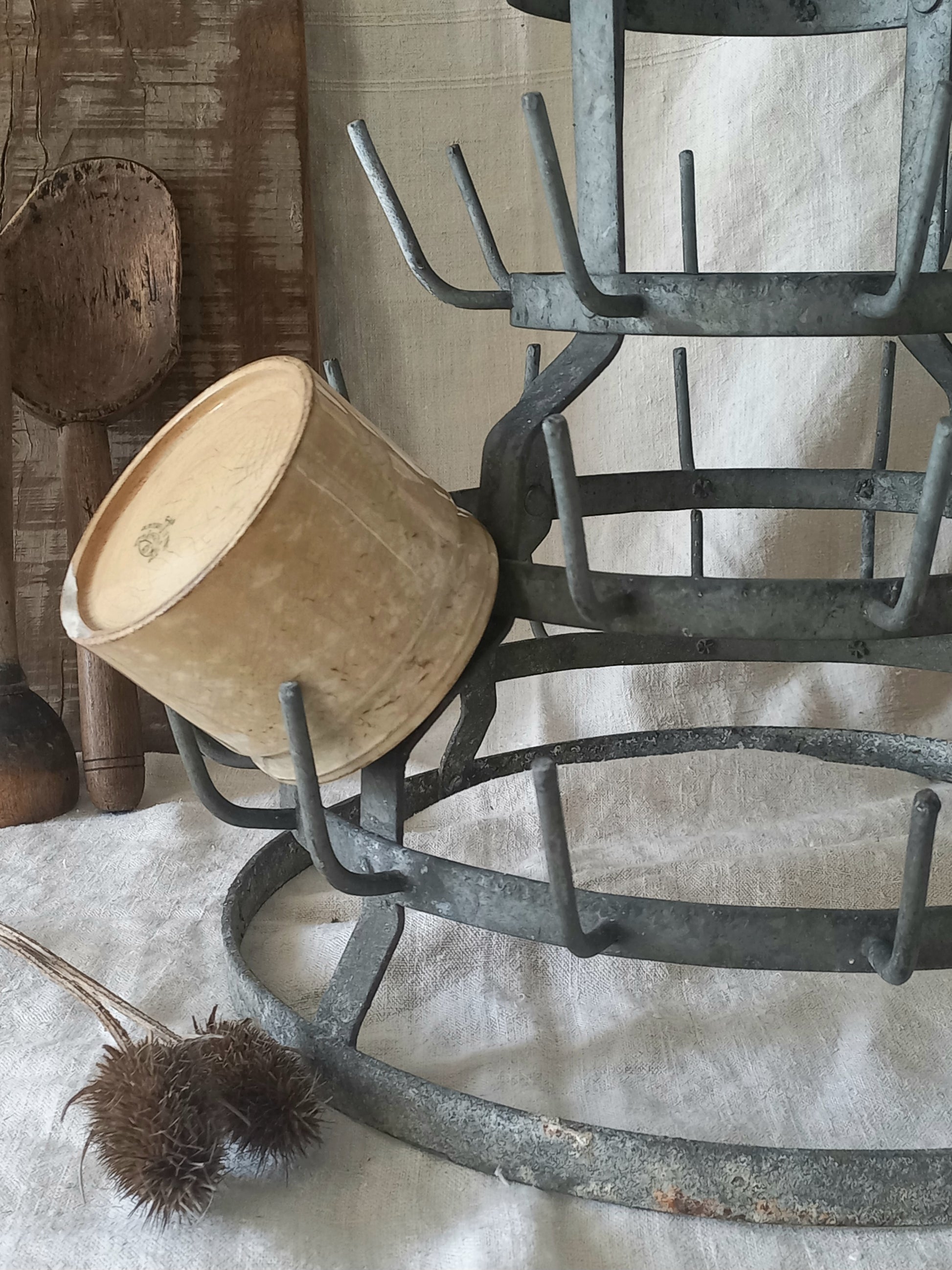 A large French vintage metal/zinc bottle dryer known as a 'hedgehog'
