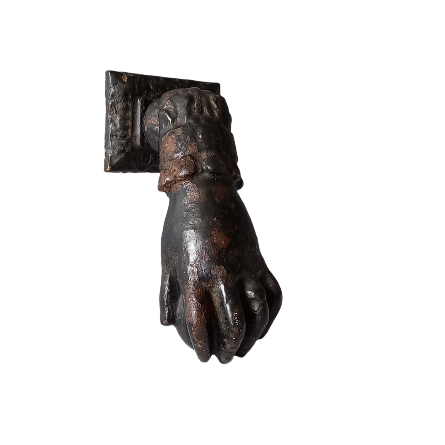 Heurtoir de porte antique français en forme de main de femme en fonte