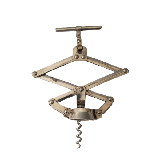 Tire-bouchon vintage français en forme de concertina, décapsuleur ancien