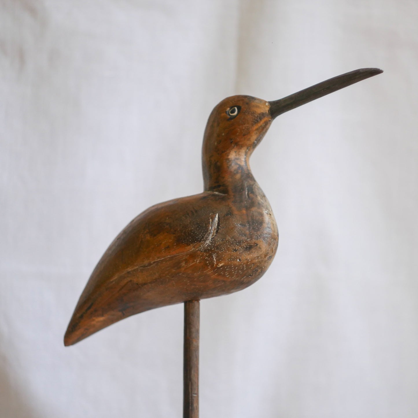 An attractive vintage wooden bird ornament, a piece of primitive folk art purchased here in France. This wonderful bird will make excellent decor in any interior and is also very cute!
