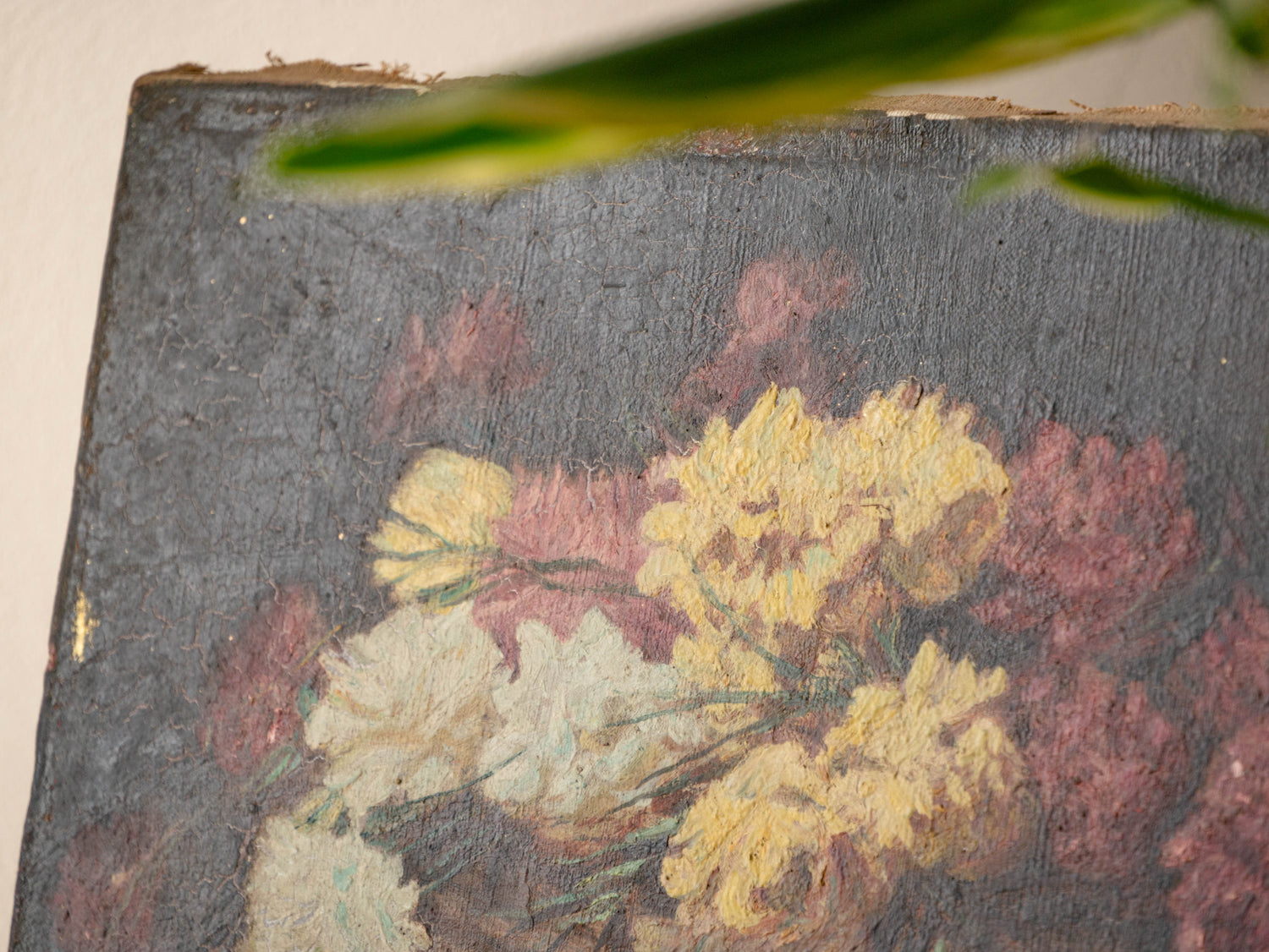 Beautiful aged French floral painting