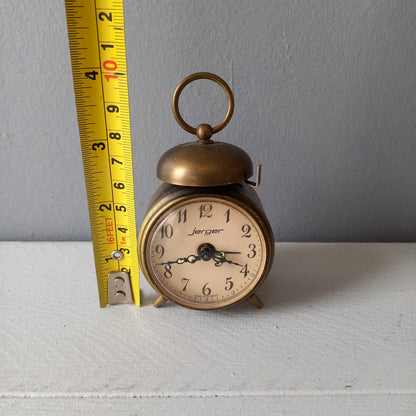 Vintage alarm clock by Jerger of Germany, miniature mechanical clock