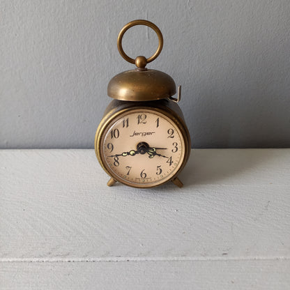 Vintage alarm clock by Jerger of Germany, miniature mechanical clock