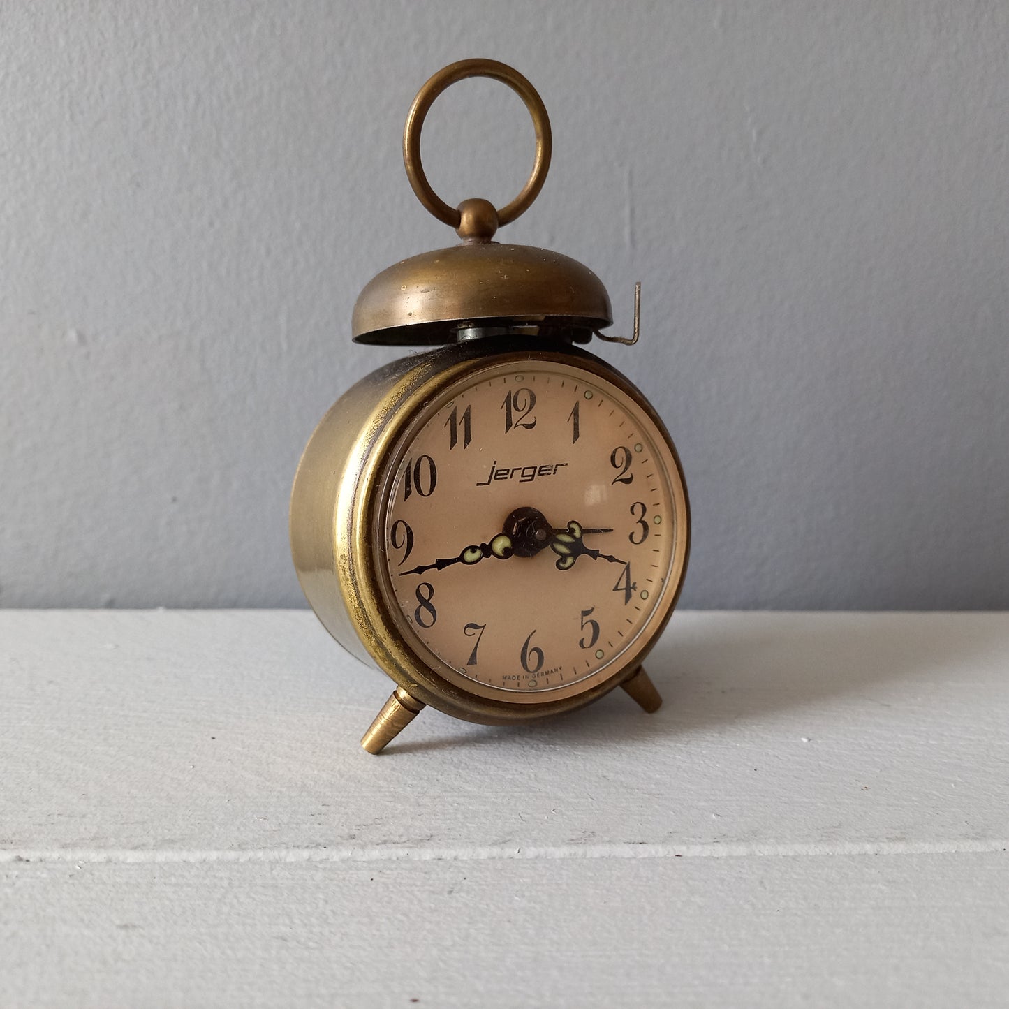 Vintage alarm clock by Jerger of Germany, miniature mechanical clock