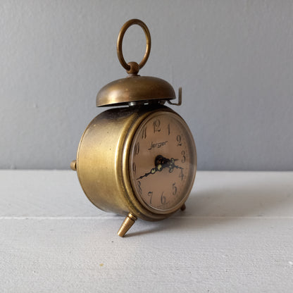 Vintage alarm clock by Jerger of Germany, miniature mechanical clock