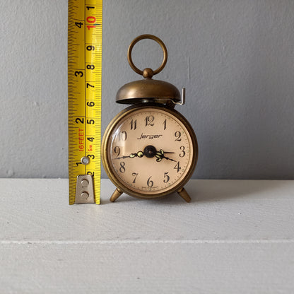 Vintage alarm clock by Jerger of Germany, miniature mechanical clock