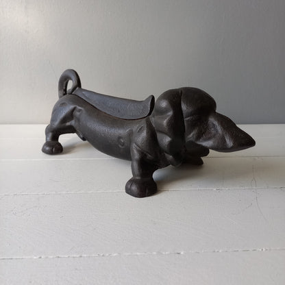 Antique cast iron dog boot scraper from France,  dachshund door stop, dog ornament, dog decor