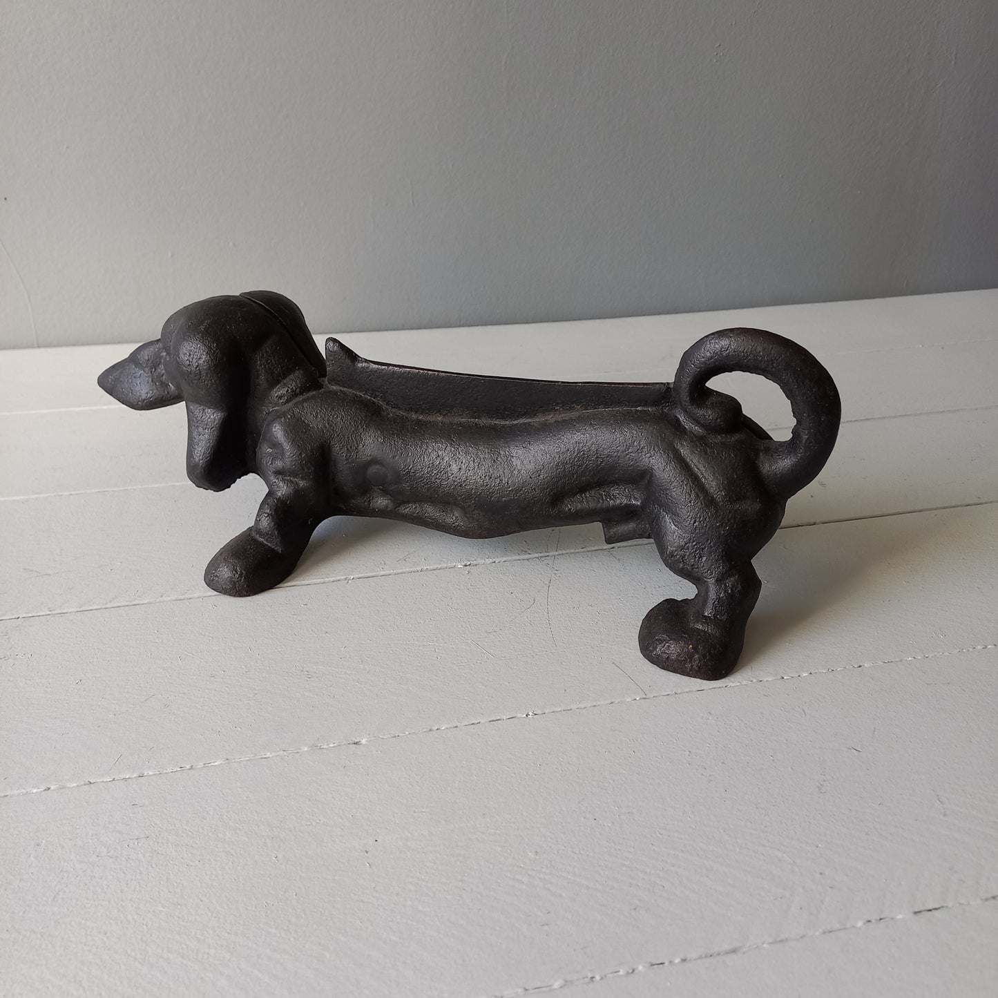 Antique cast iron dog boot scraper from France,  dachshund door stop, dog ornament, dog decor