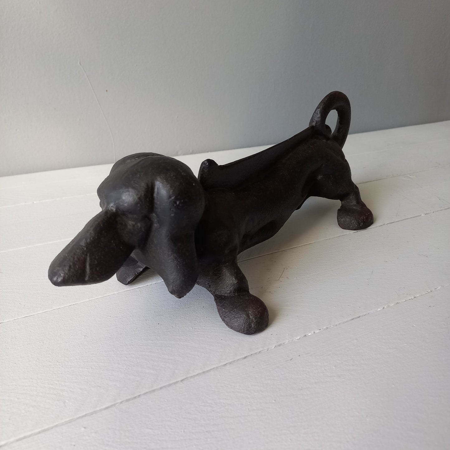 Antique cast iron dog boot scraper from France,  dachshund door stop, dog ornament, dog decor