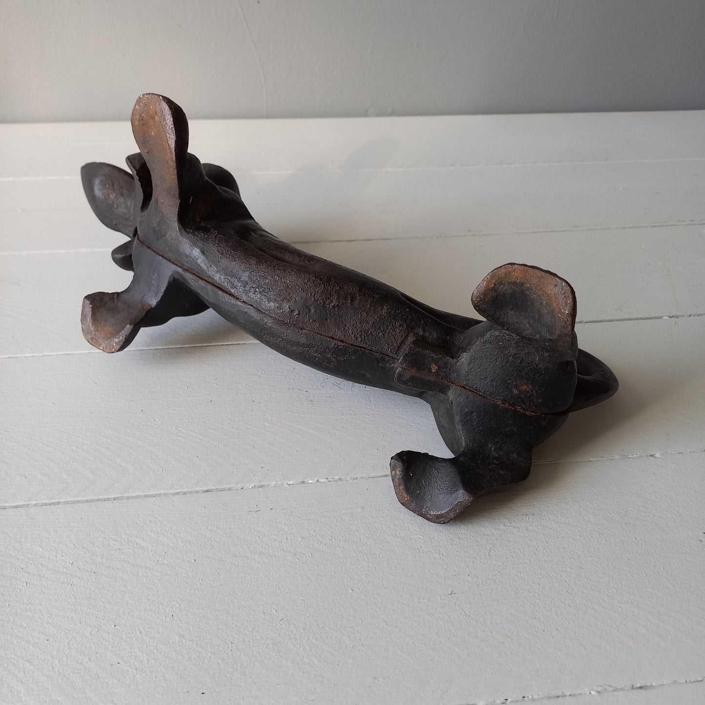 Antique cast iron dog boot scraper from France,  dachshund door stop, dog ornament, dog decor