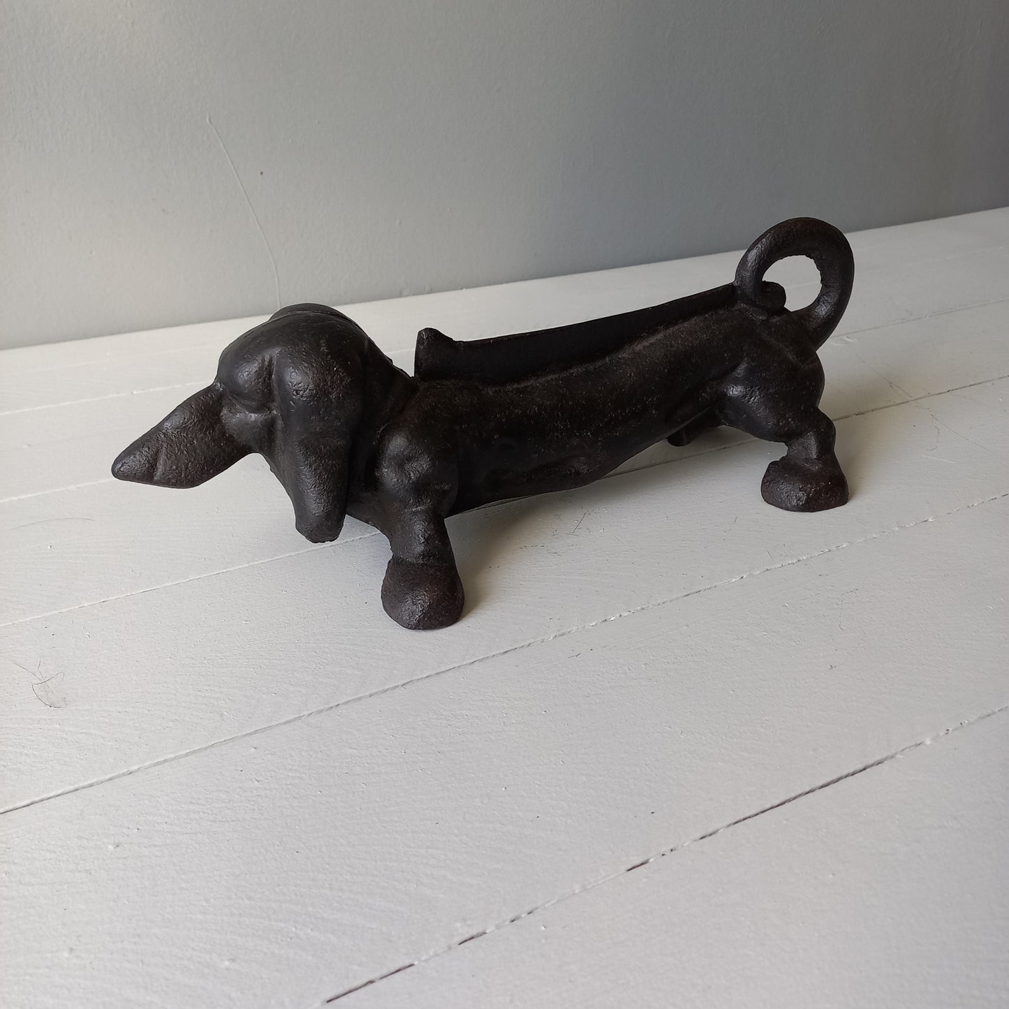 Antique cast iron dog boot scraper from France,  dachshund door stop, dog ornament, dog decor