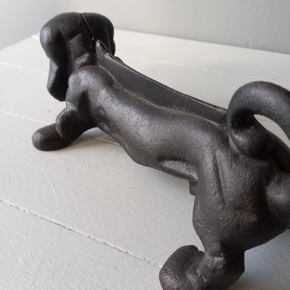 Antique cast iron dog boot scraper from France,  dachshund door stop, dog ornament, dog decor