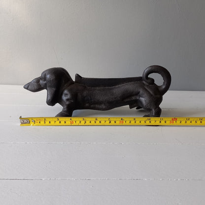 Antique cast iron dog boot scraper from France,  dachshund door stop, dog ornament, dog decor