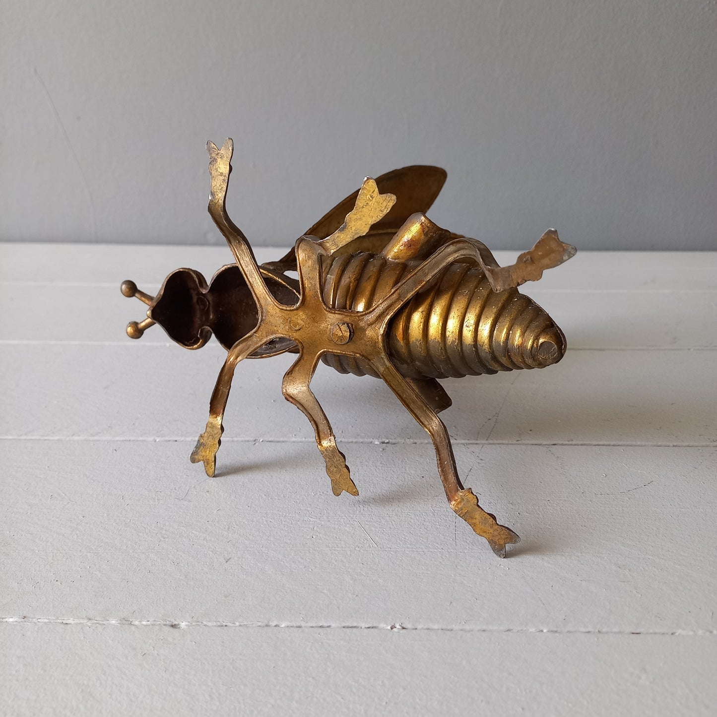 Vintage fly ashtray, decorative insect ornament, brass coated ashtray