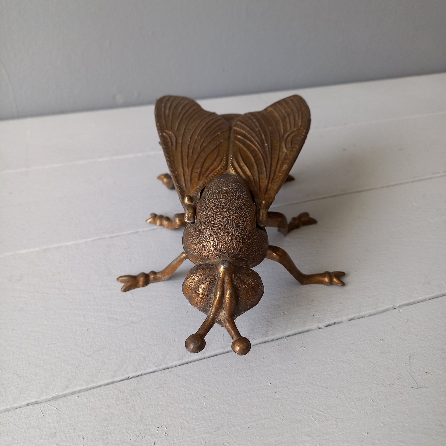 Vintage fly ashtray, decorative insect ornament, brass coated ashtray