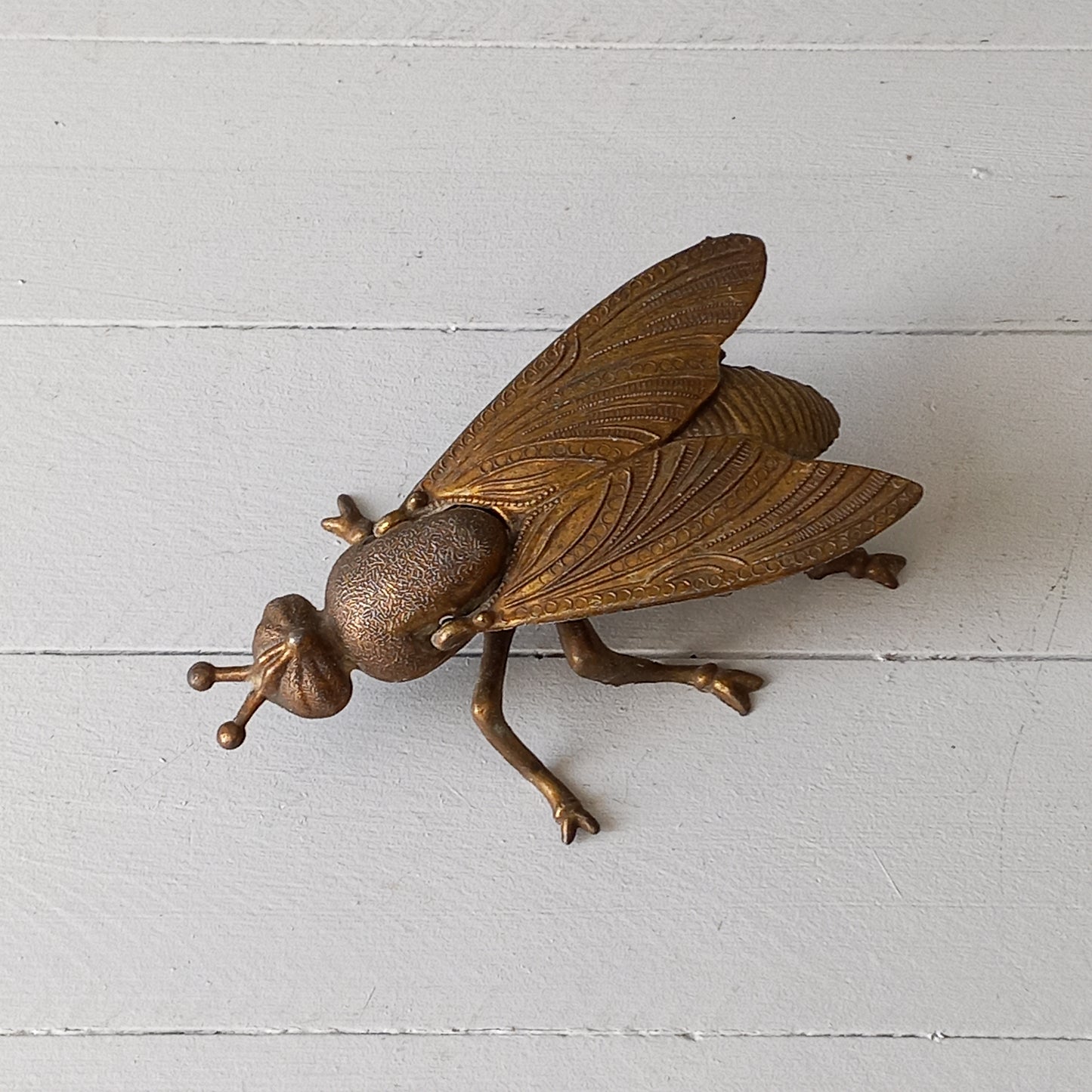 Vintage fly ashtray, decorative insect ornament, brass coated ashtray