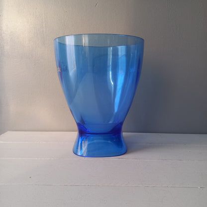 Blue plastic champagne bucket, vintage ice bucket, wine cooler