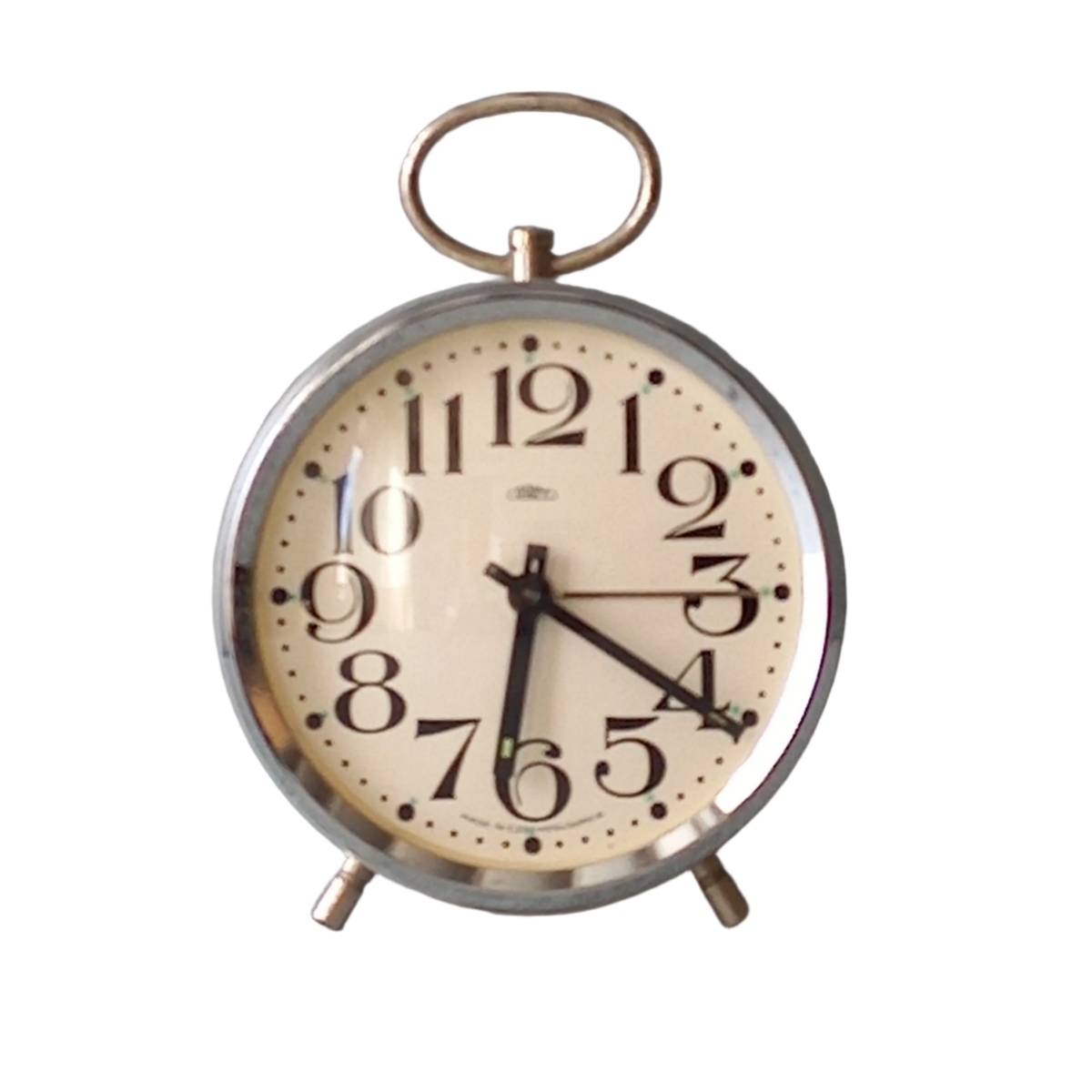 réveil vintage blanc, horloge mécanique rétro, horloge de chevet ou de table de nuit