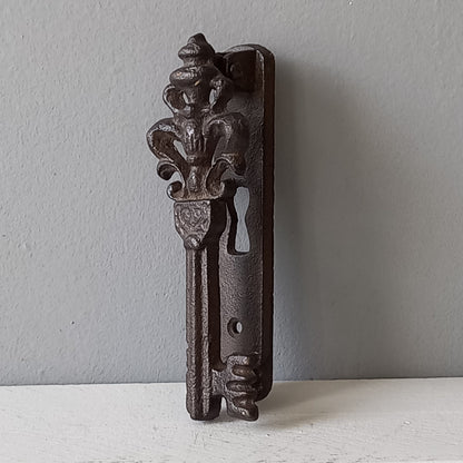 Small Vintage Cast Iron Door Knocker Escutcheon from France