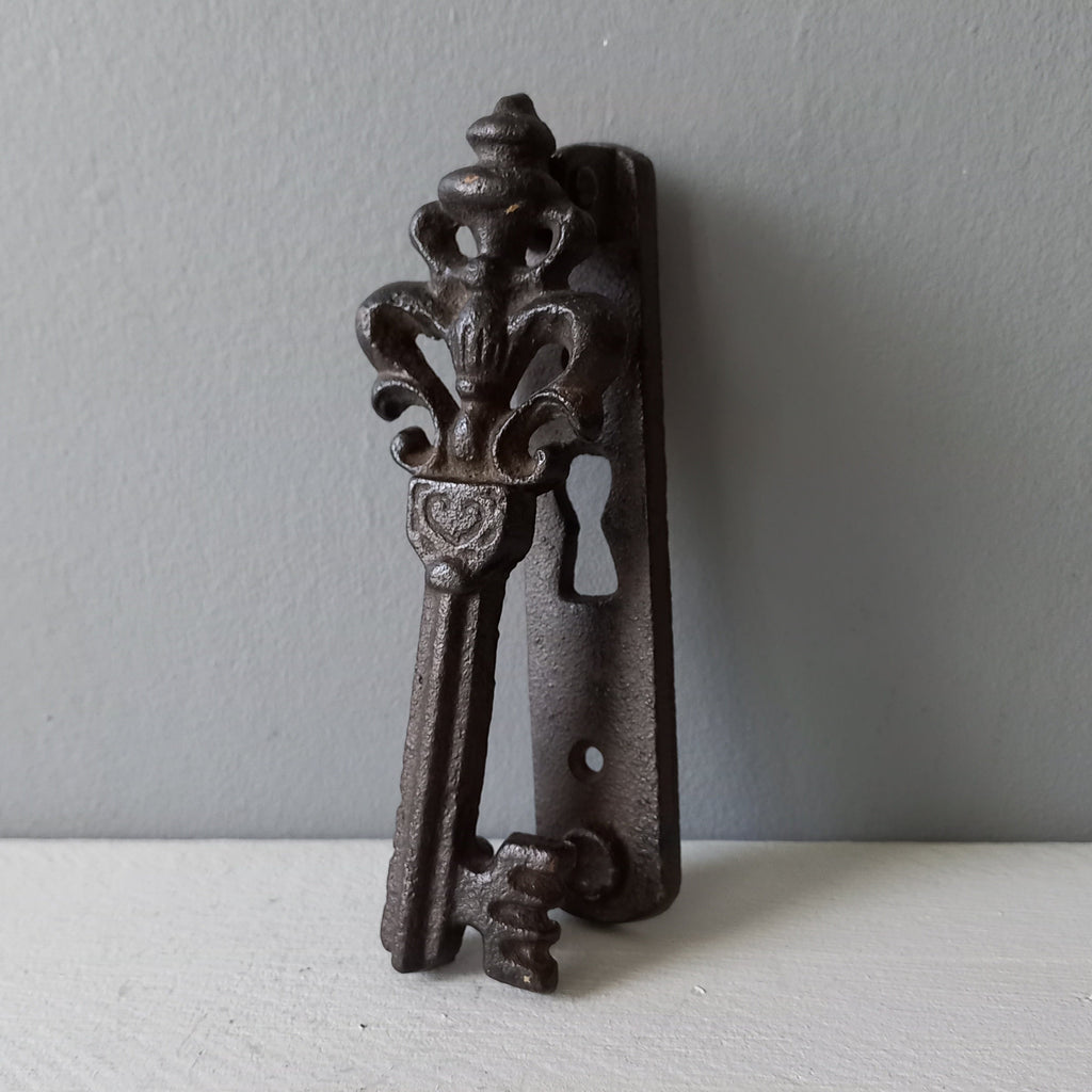Small Vintage Cast Iron Door Knocker Escutcheon from France