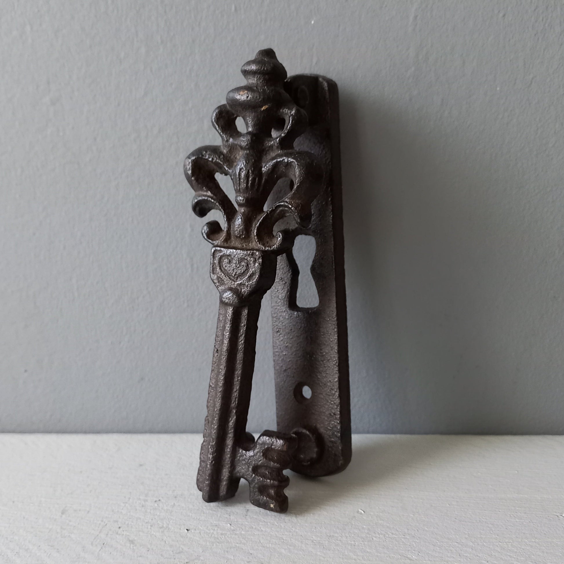 Small Vintage Cast Iron Door Knocker Escutcheon from France
