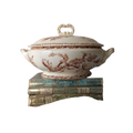 Small antique ironstone tureen with sepia pattern from France