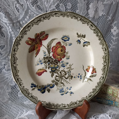 Antique ironstone plate by Sarreguemines of France, French decorative plate