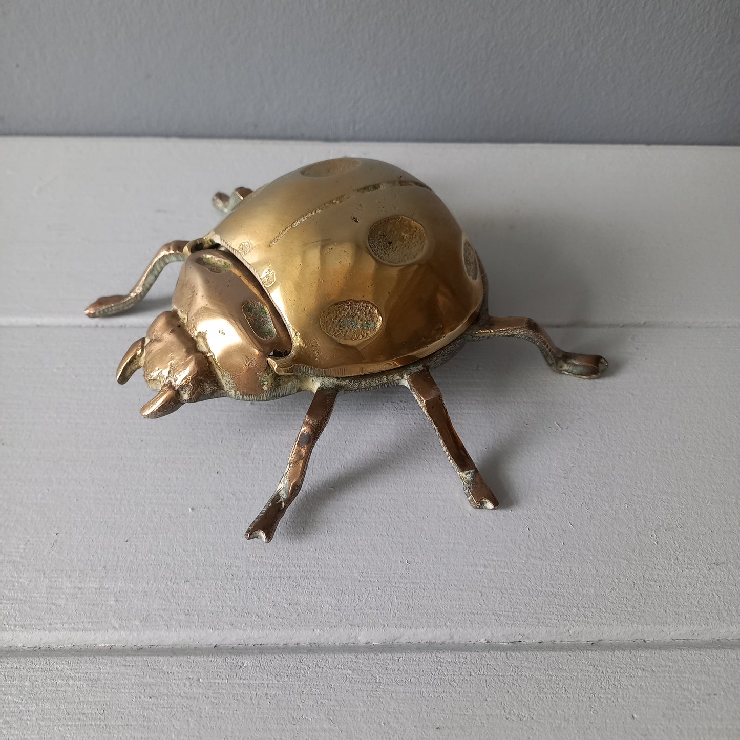 Vintage brass ladybug ashtray, ladybird ornament