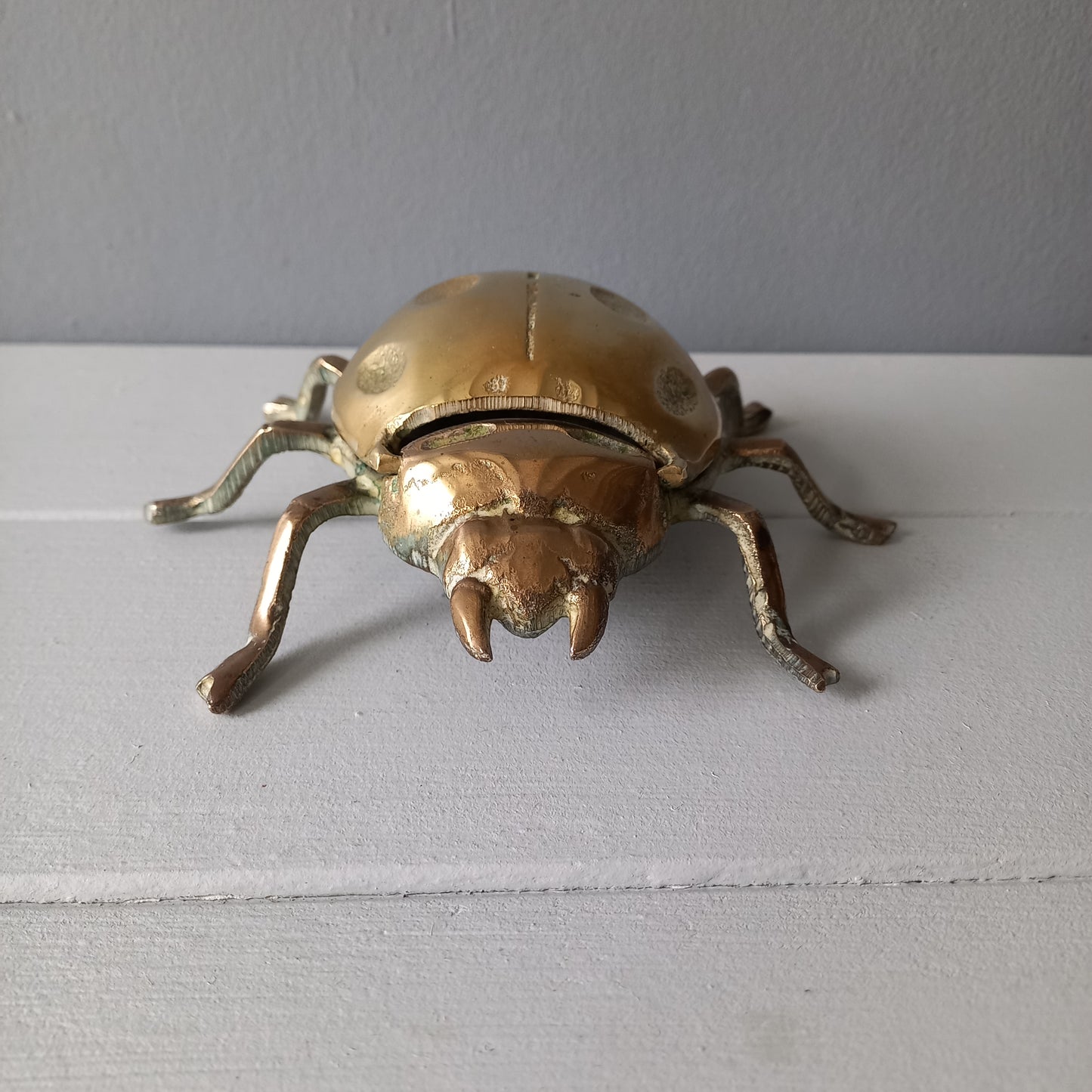 Vintage brass ladybug ashtray, ladybird ornament