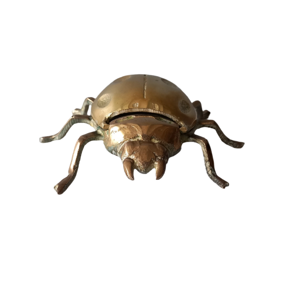 ヴィンテージ真鍮製てんとう虫灰皿、てんとう虫飾り