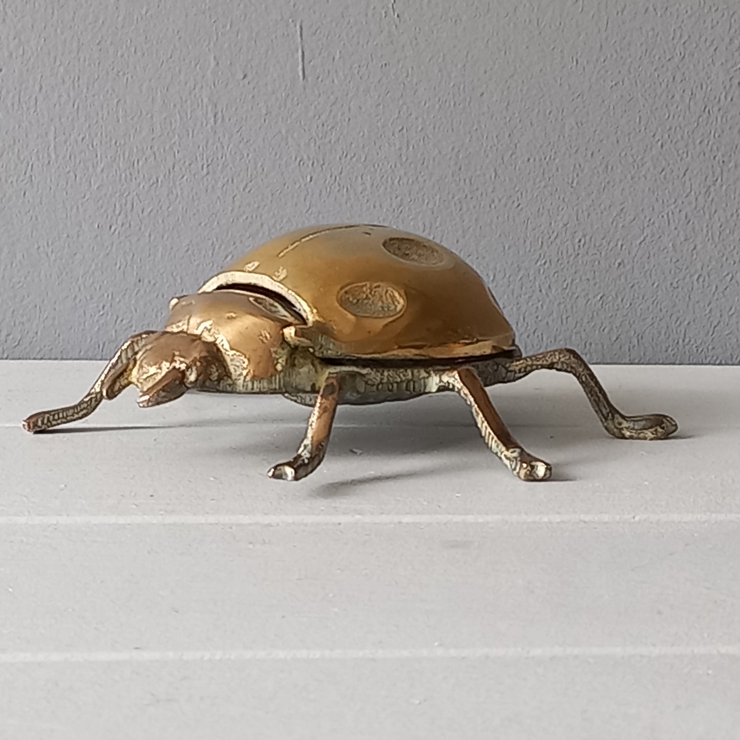 Vintage brass ladybug ashtray, ladybird ornament