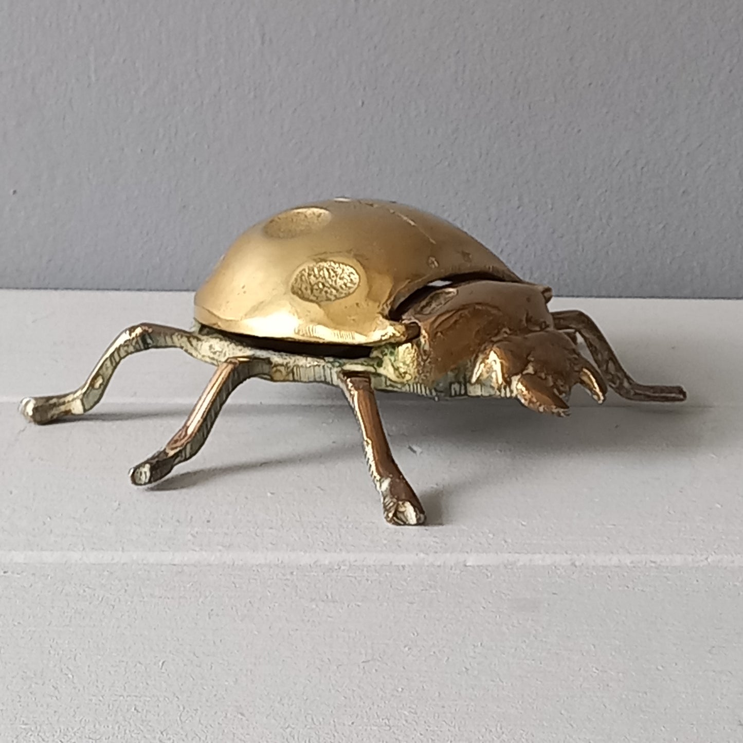 Vintage brass ladybug ashtray, ladybird ornament