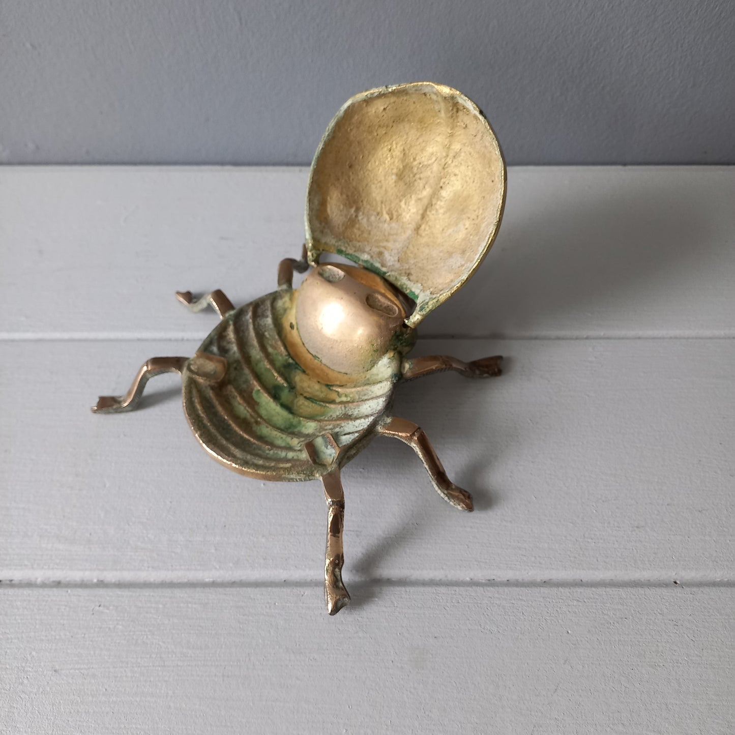 Vintage brass ladybug ashtray, ladybird ornament